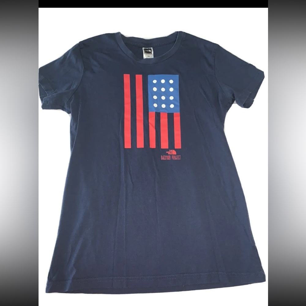 The North Face American Flag Style Shirt Red White Blue Stars USA Medium B30